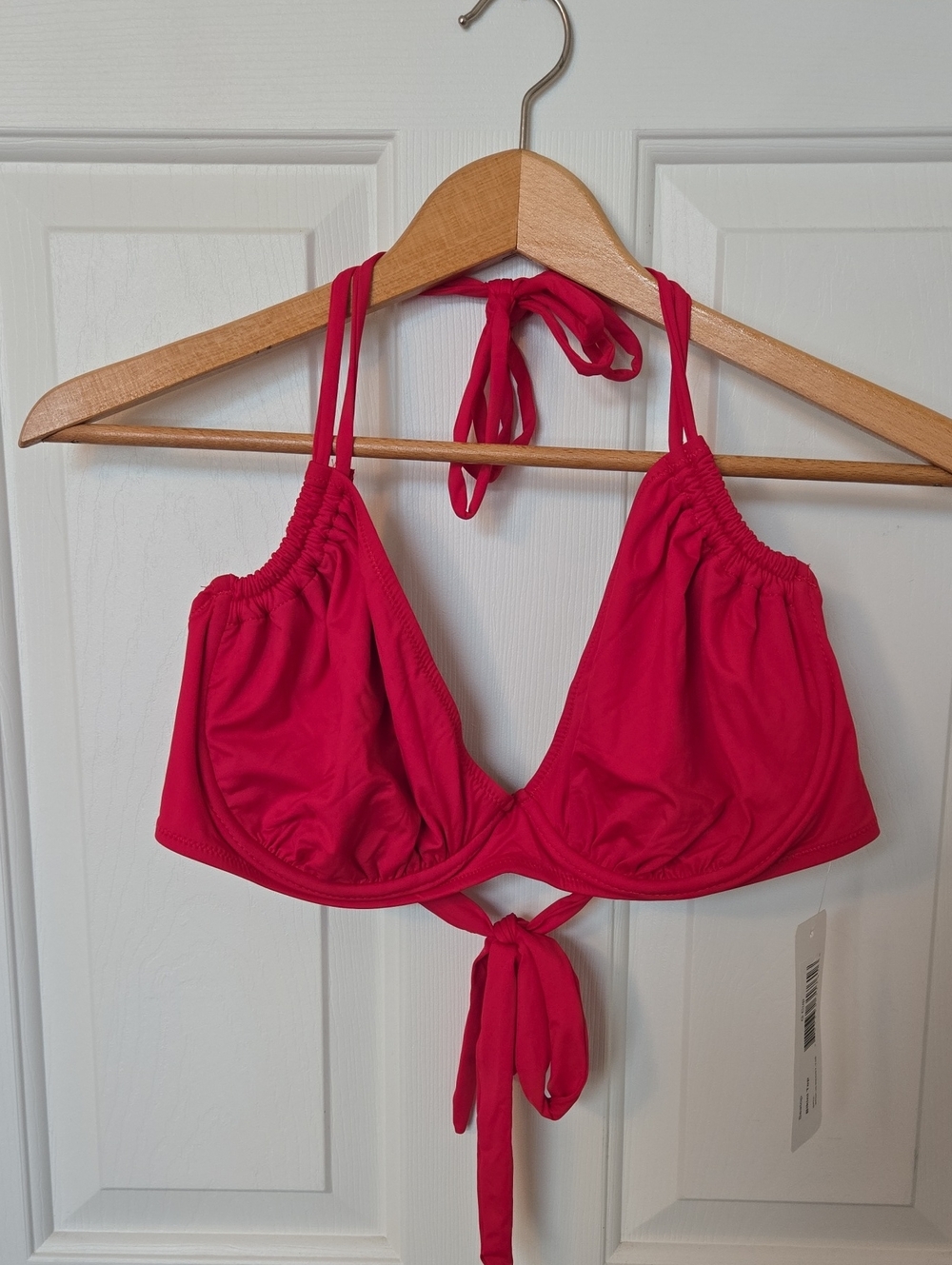 Red Tie-Back Underwire Bikini Top
